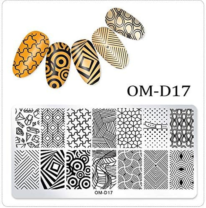 Nail Stamping Plate Set with Geometric & Star Designs - 5 Pieces