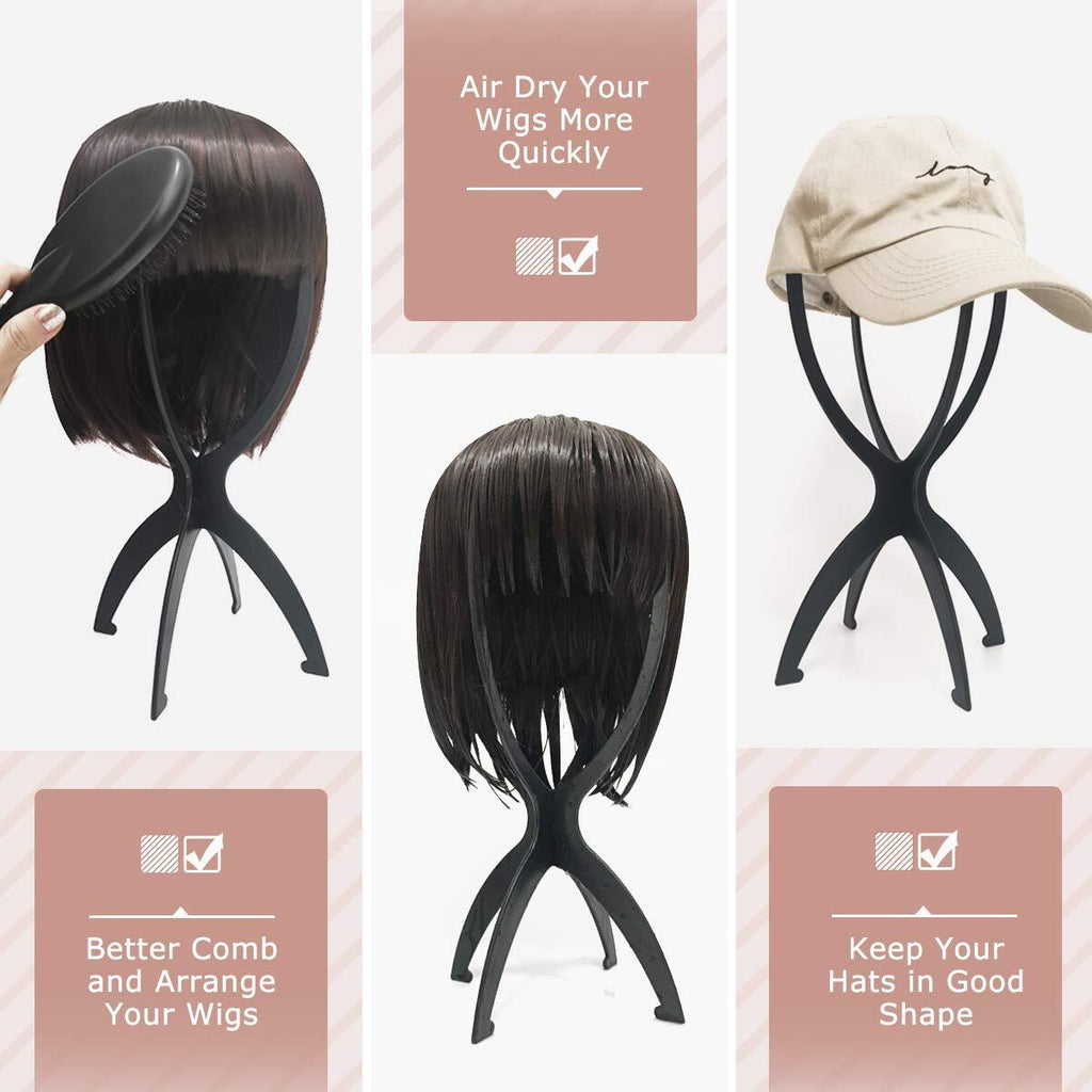 Wig Stand Head Holder for 14.2 Inches - Pack of 3, Black