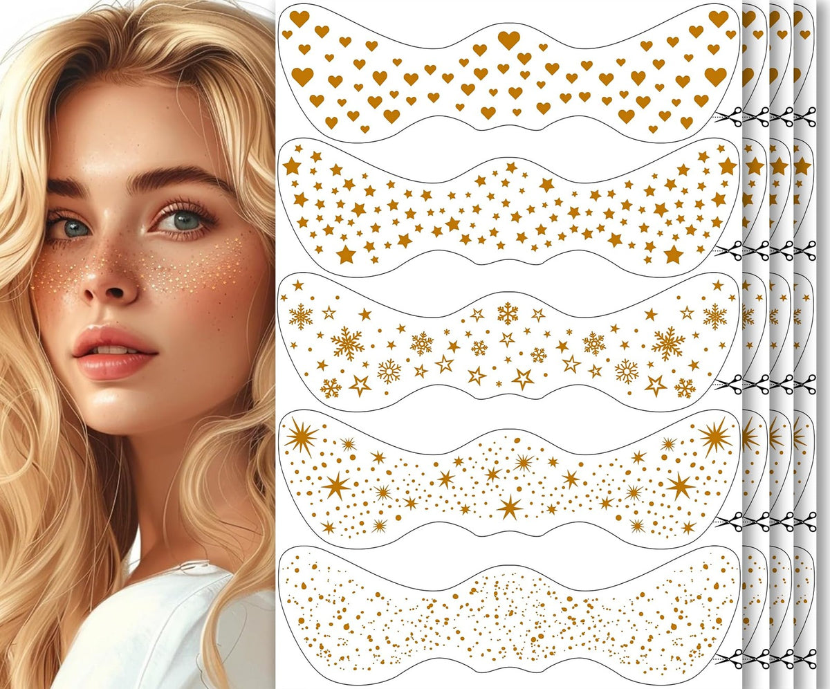 Glitter Freckles Face Tattoos Set – Water-Resistant Facial Freckles with Glitter