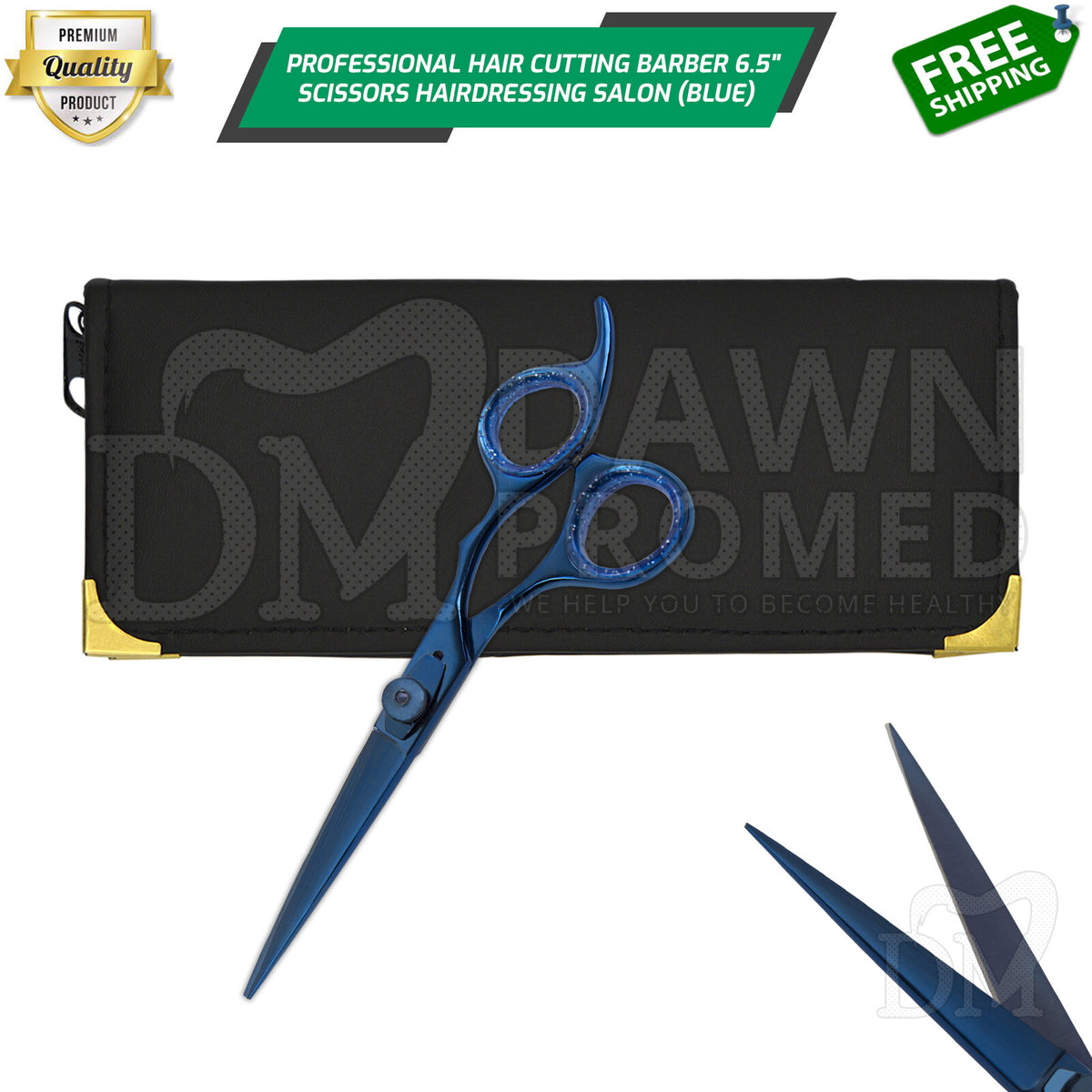 Professional Hair Cutting Scissors 6.5 inch Salon Shears Blue Plasma Coated