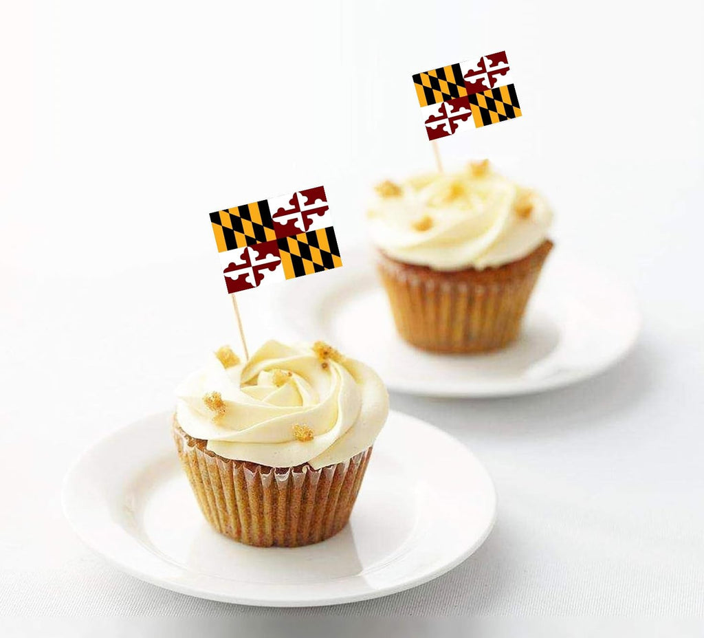 Mini Maryland Flag Toothpick Cupcake Toppers - 100 Pack