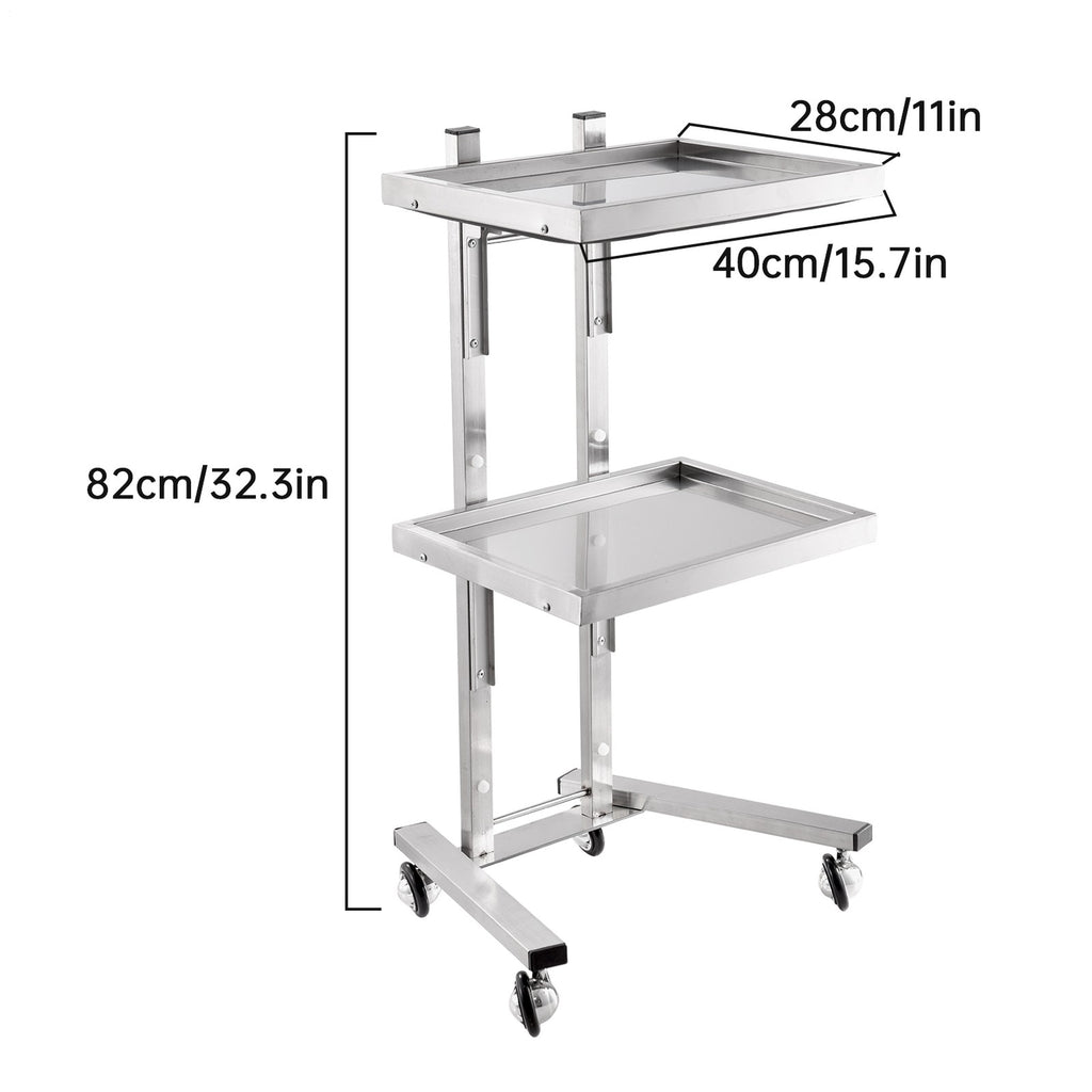 Salon Rolling Trolley Cart with Stainless Steel Frame and Lockable Wheels