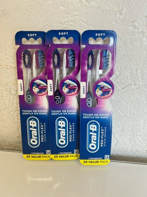 Oral-B Pro-Flex Stain Eraser Toothbrushes Soft Bristles Pack of 6