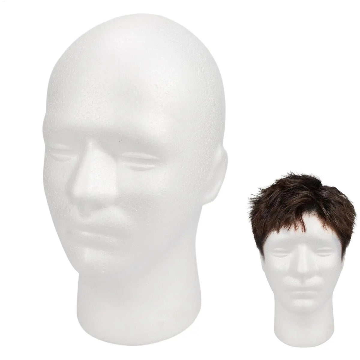 Lightweight Foam Mannequin Head Wig Stand for Styling and Display - Male & Female
