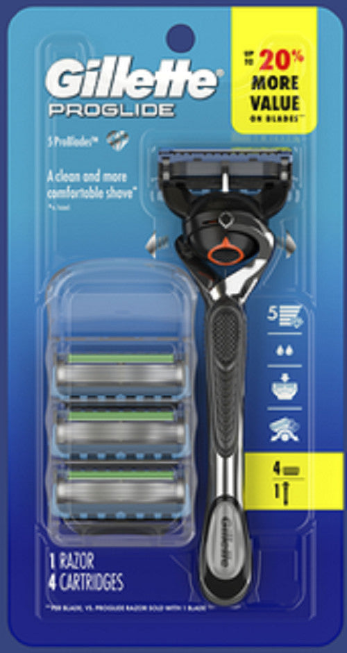 Gillette ProGlide Men's Razor Handle with 4 Refills - New