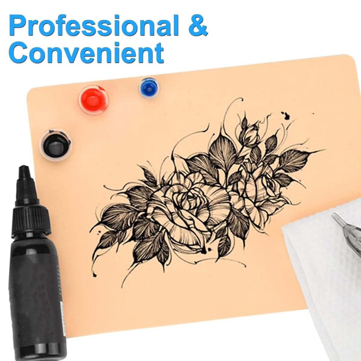 Tattoo Practice Skin Kit 8Pcs 3mm Fake Skin + 10Pcs Transfer Paper Stencil Pack