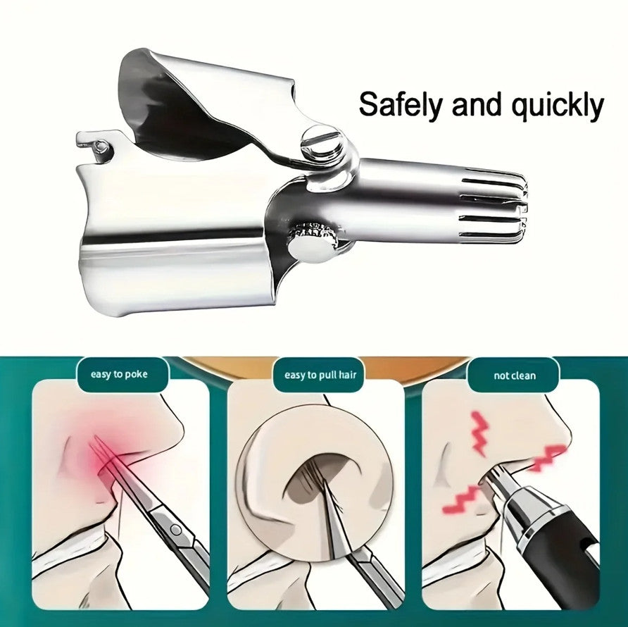 Manual Waterproof Nose & Ear Hair Trimmer Stainless Steel Portable Groomer