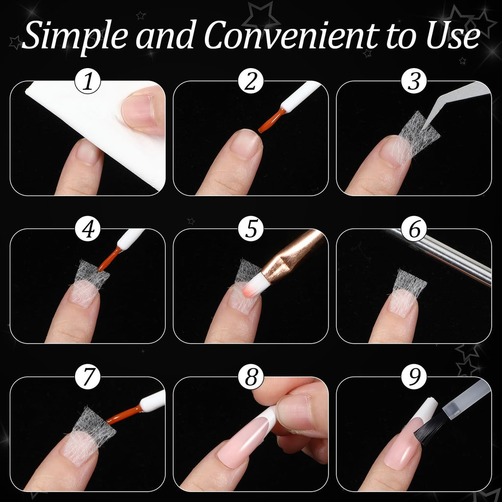 Fiberglass Nail Wraps - 100 White Silk Nail Repair Strips for DIY & Salon Use