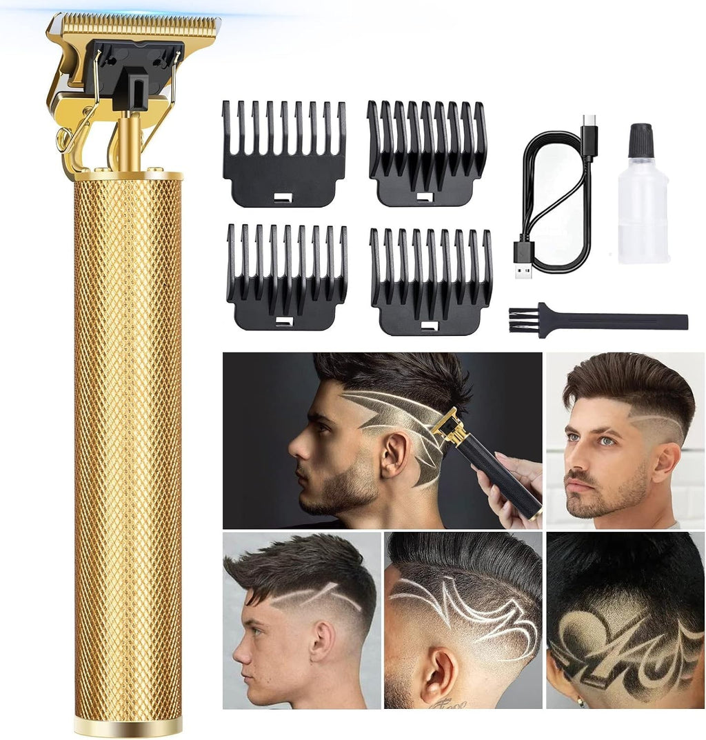 Gold Hair Clipper with Powerful Motor, 4 Guide Combs & Quiet Operation