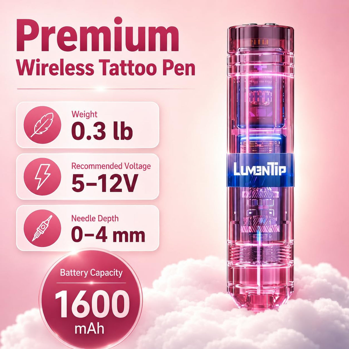 Wireless Tattoo Machine Kit for Beginners & Pros – Pink