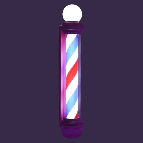 15W Wall-Mounted LED Barber Pole Light for Barbershops & Salons, Pink Exterior