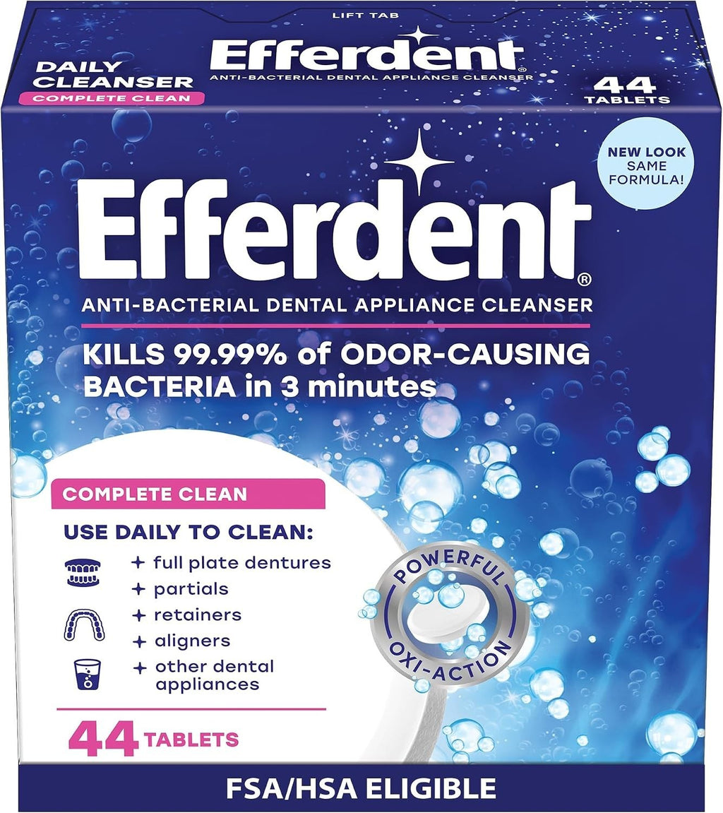 Fast-Acting Denture Cleaning Tablets - Kills Odors & Removes Stains in 3 Minutes
