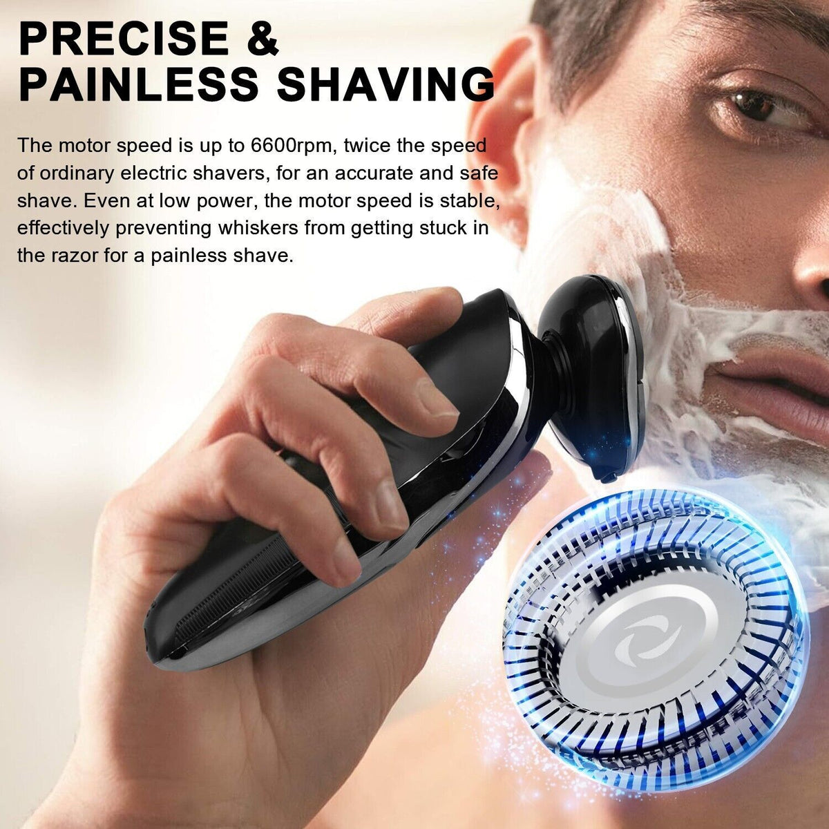 Rechargeable Waterproof Rotary Electric Shaver for Men Wet & Dry Grooming
