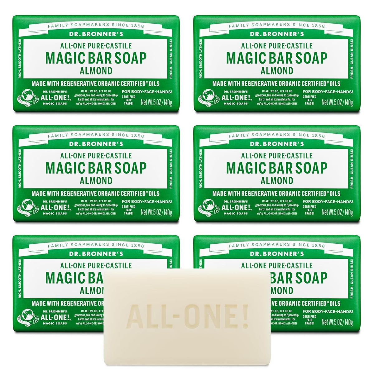 Pure Castile Bar Soap 6oz & 12 Pack Natural Vegan Organic Skin Care