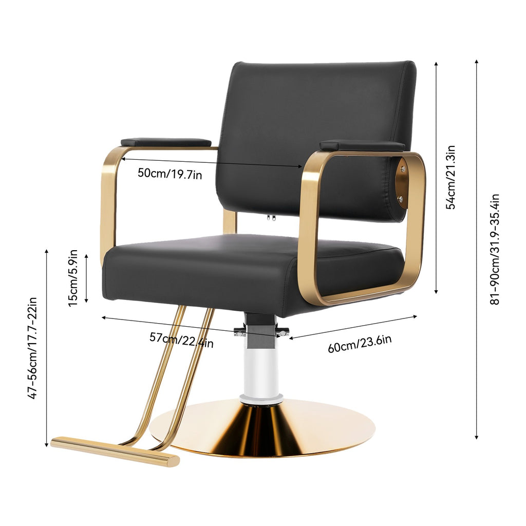 Hydraulic Barber Chair for Salon, Spa & Hair Styling - Adjustable, Modern Black & Gold