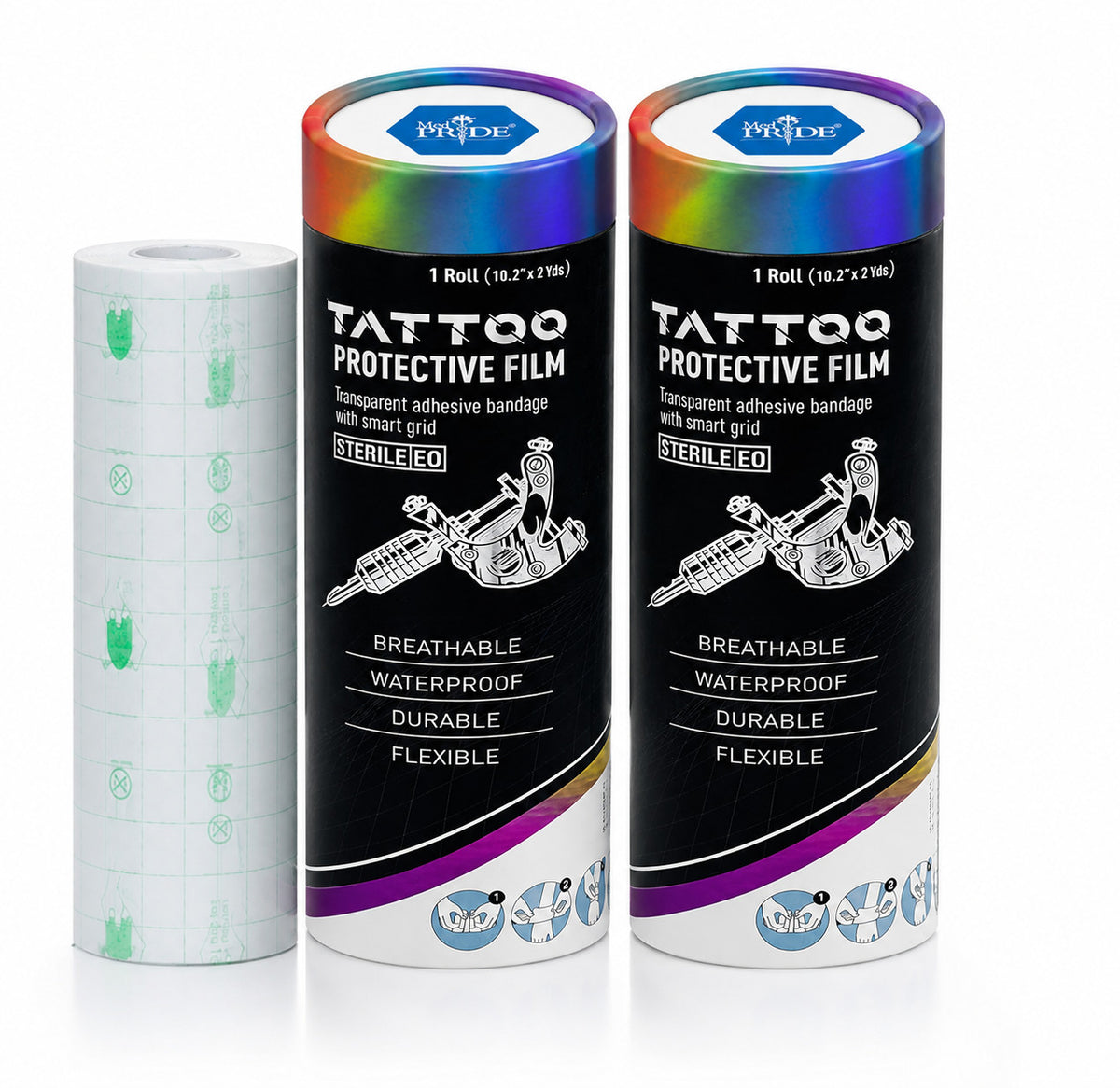 Tattoo Aftercare Film – Waterproof Second Skin Bandage 10.2 x 2 yd, 2-4 Count