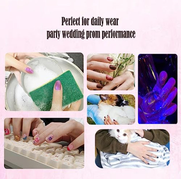 Kids Press-On Nails Set 120 Pieces French Style Fake Nails for Kids Girls & Women