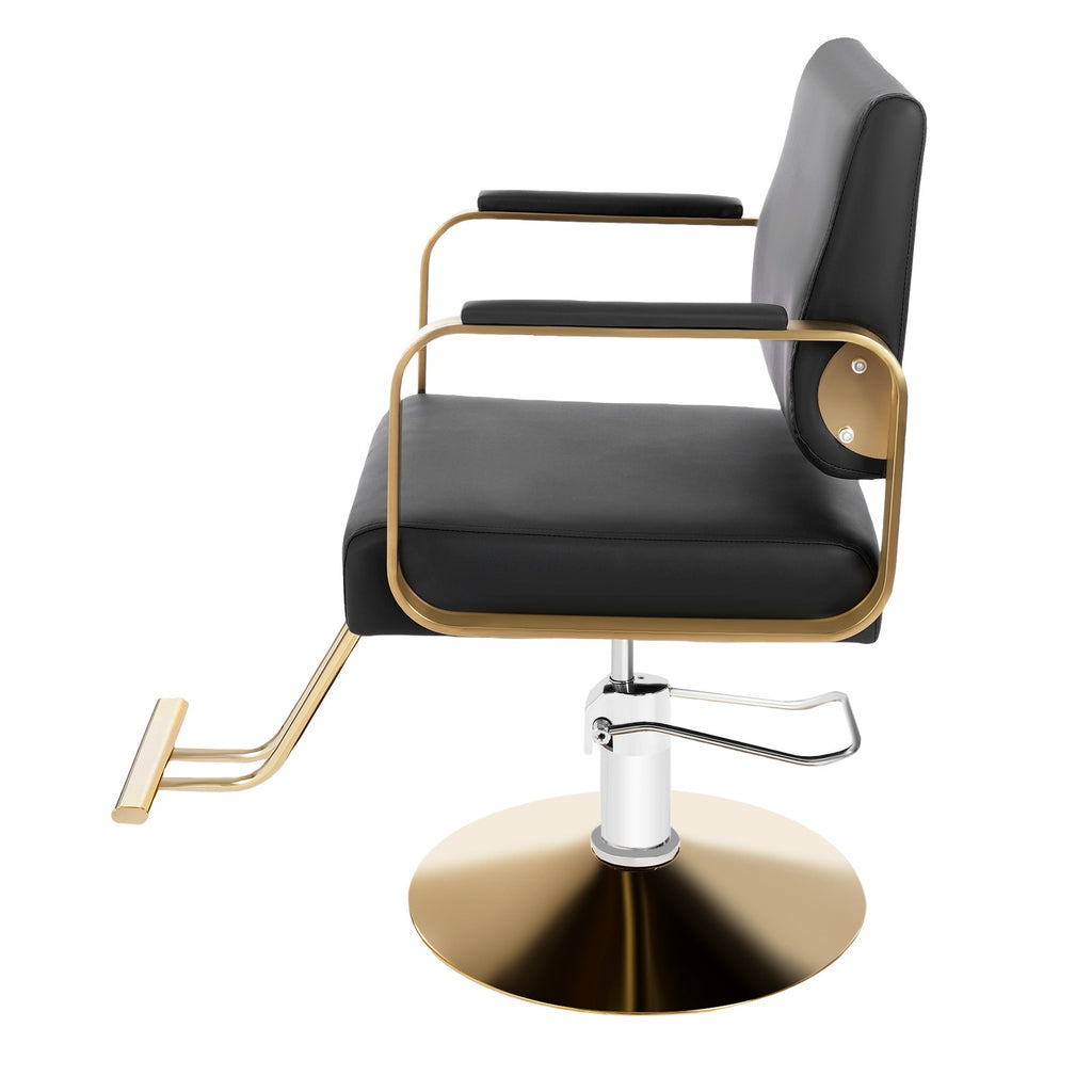 Hydraulic Barber Chair for Salon, Spa & Hair Styling - Adjustable, Modern Black & Gold