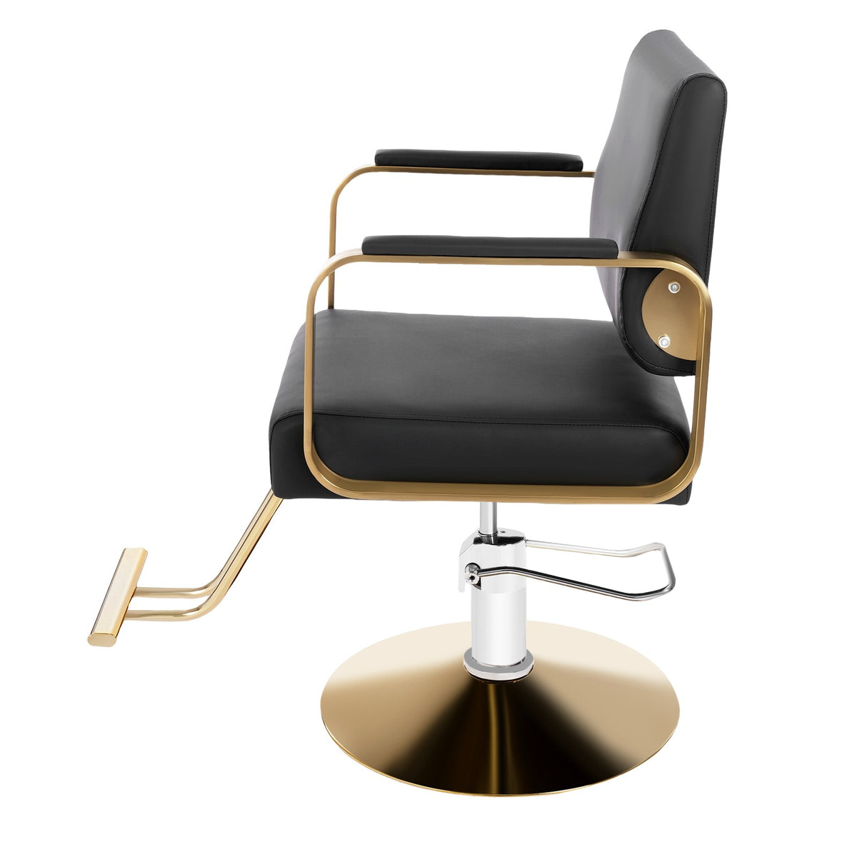 Hydraulic Barber Chair for Salon, Spa & Hair Styling - Adjustable, Modern Black & Gold