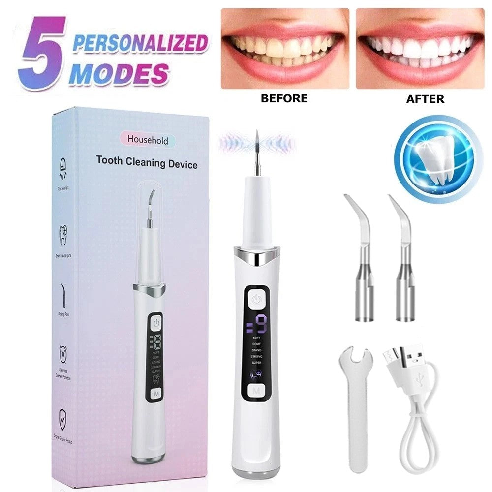 Electric Ultrasonic Dental Scaler Tartar & Plaque Remover with LED Light