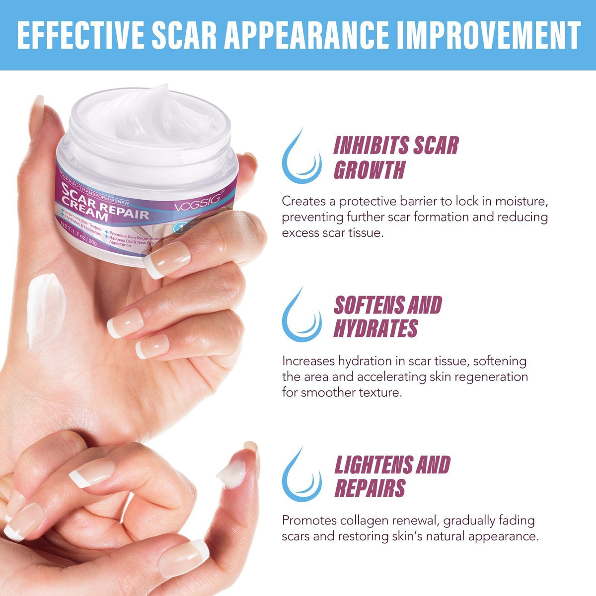 Scar Removal Cream with Vitamin E Collagen All Natural Rapid Repair