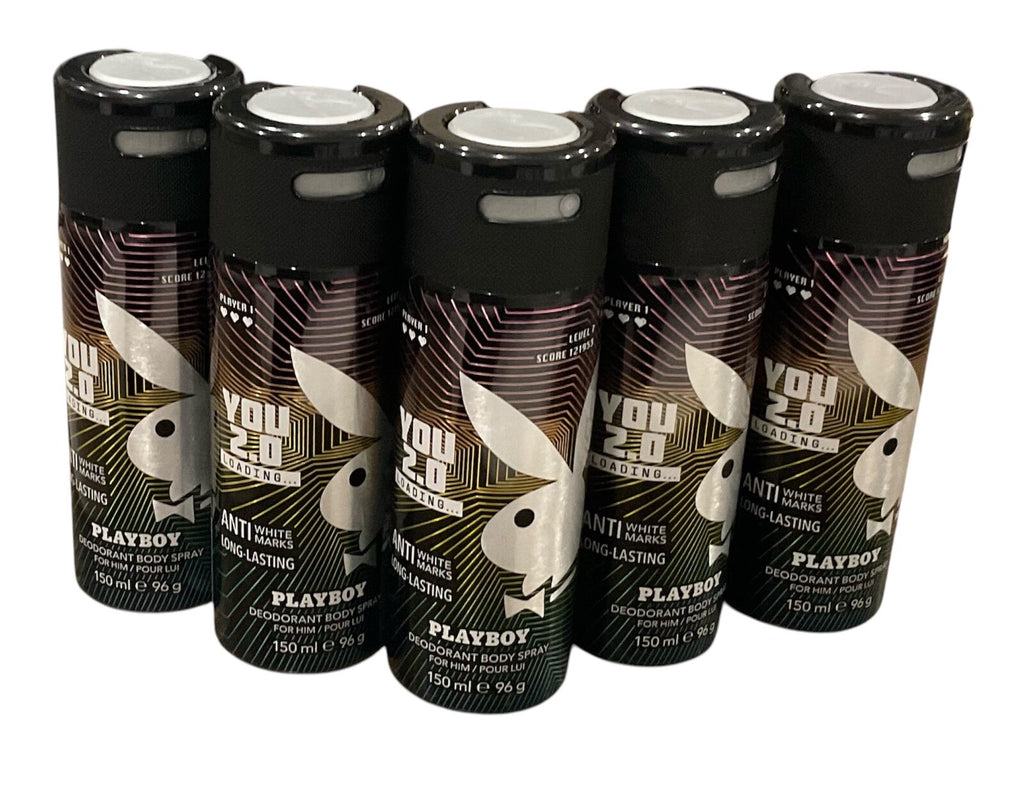 Playboy You 2.0 Loading Deodorant Spray for Men 150ml /5oz 6 Pack
