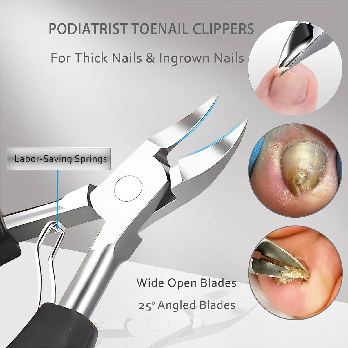 Heavy Duty Toenail Clippers for Thick & Ingrown Nails - Podiatrist-Grade