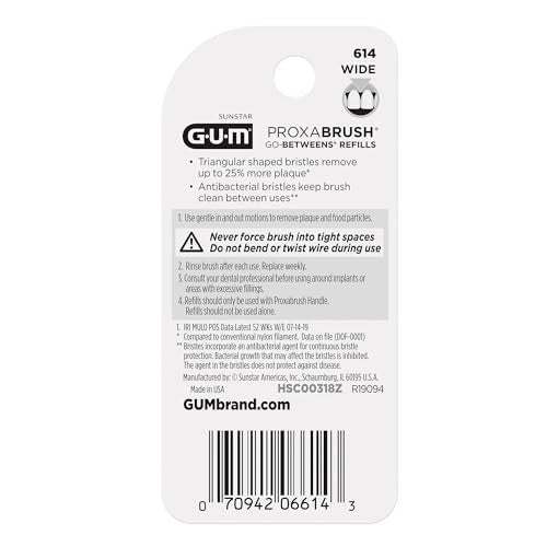 Interdental Brush Refills for Wide Spaces - 8 Count Dental Cleaners