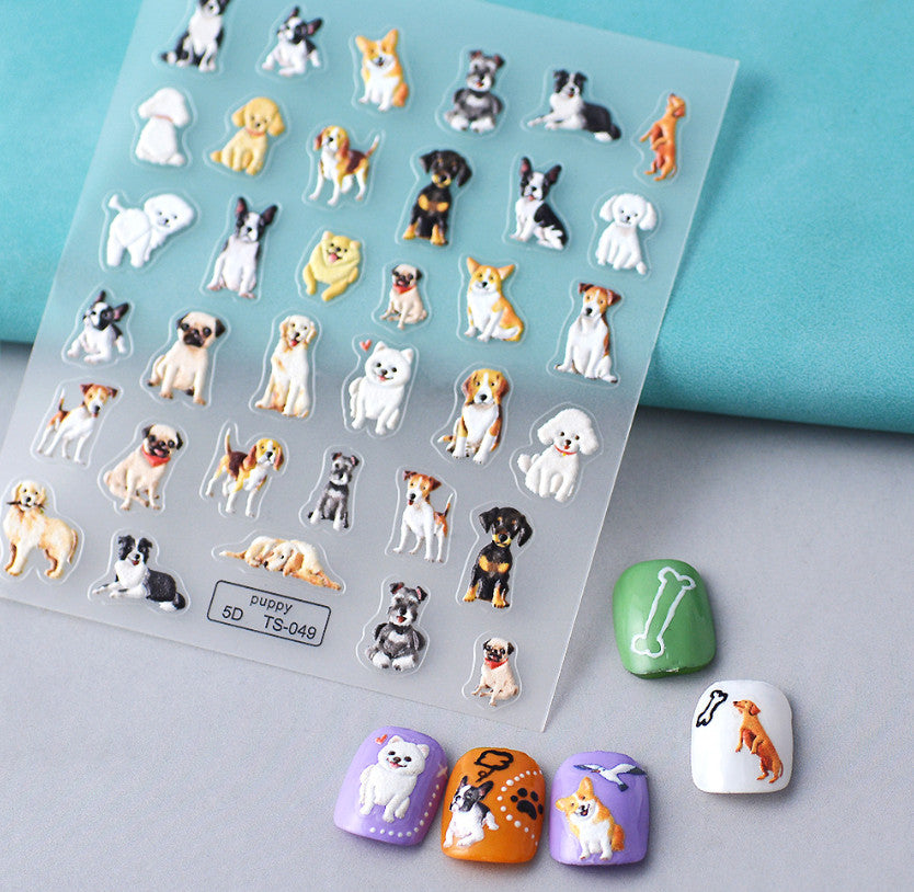 Nail Art Character Puppy Dogs Nail Stickers - 1 Sheet, Easy Nail Decoration