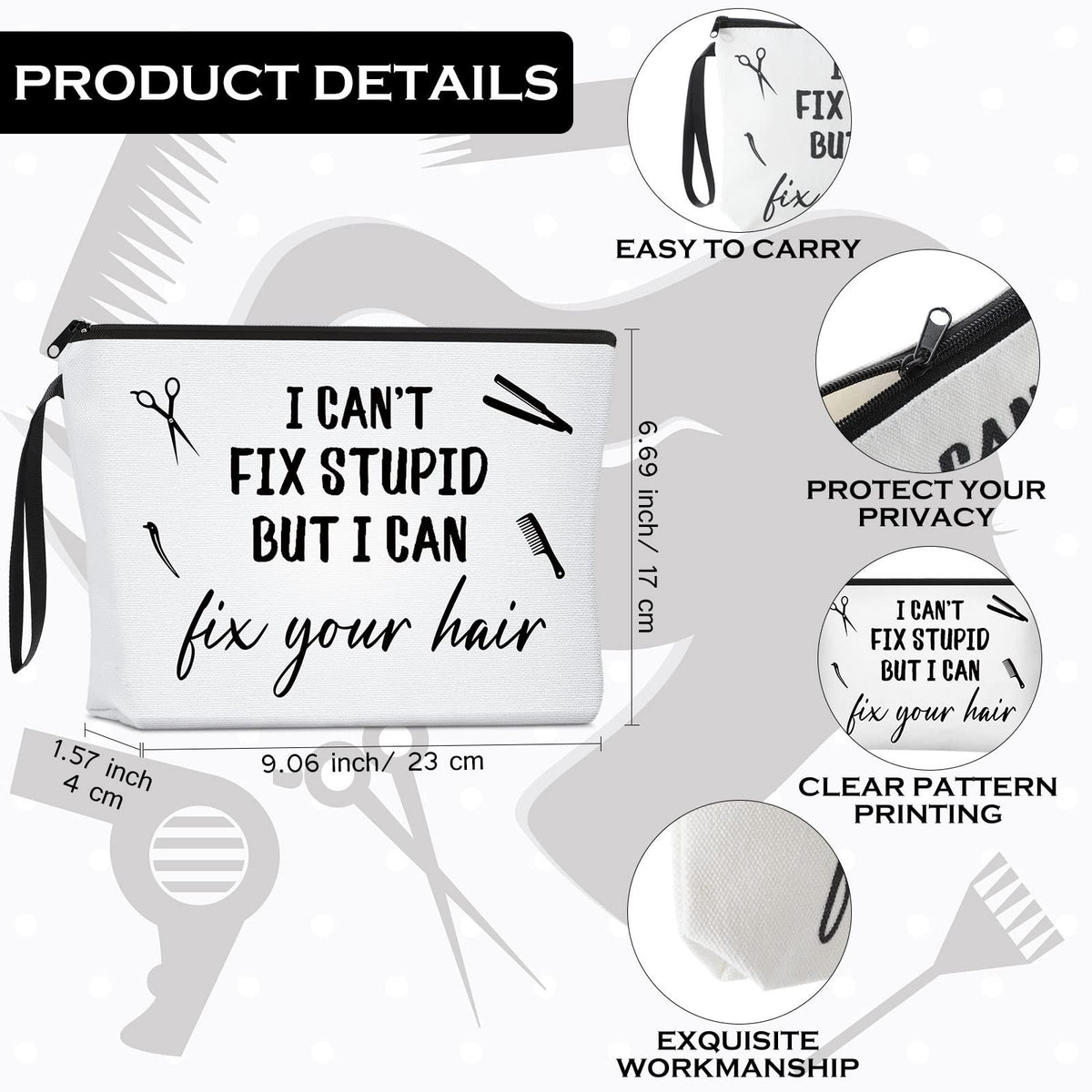 Hairdresser Gift Set - Canvas Tote Bag & Makeup Bag for Stylist