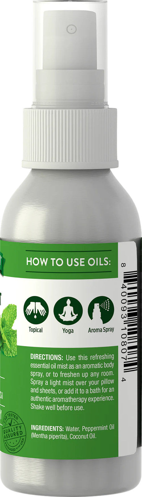 Peppermint Essential Oil Mist - Refreshing Aromatherapy Body & Room Spray 2.4 oz