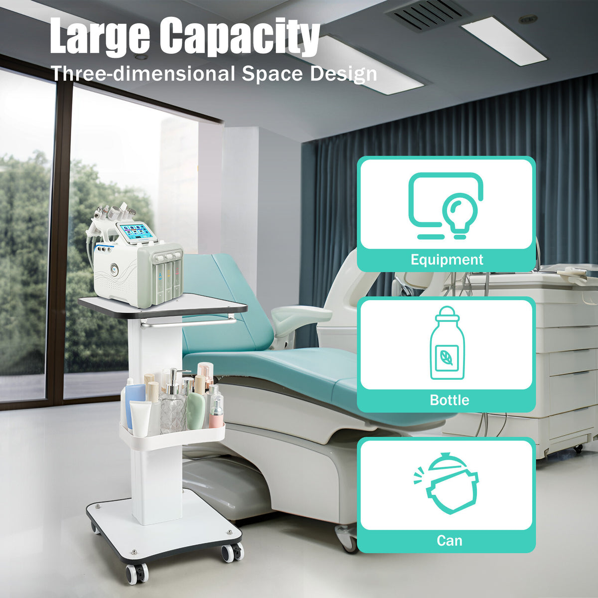 Rolling Trolley Cart Storage Organizer for Salon & Spa Equipment