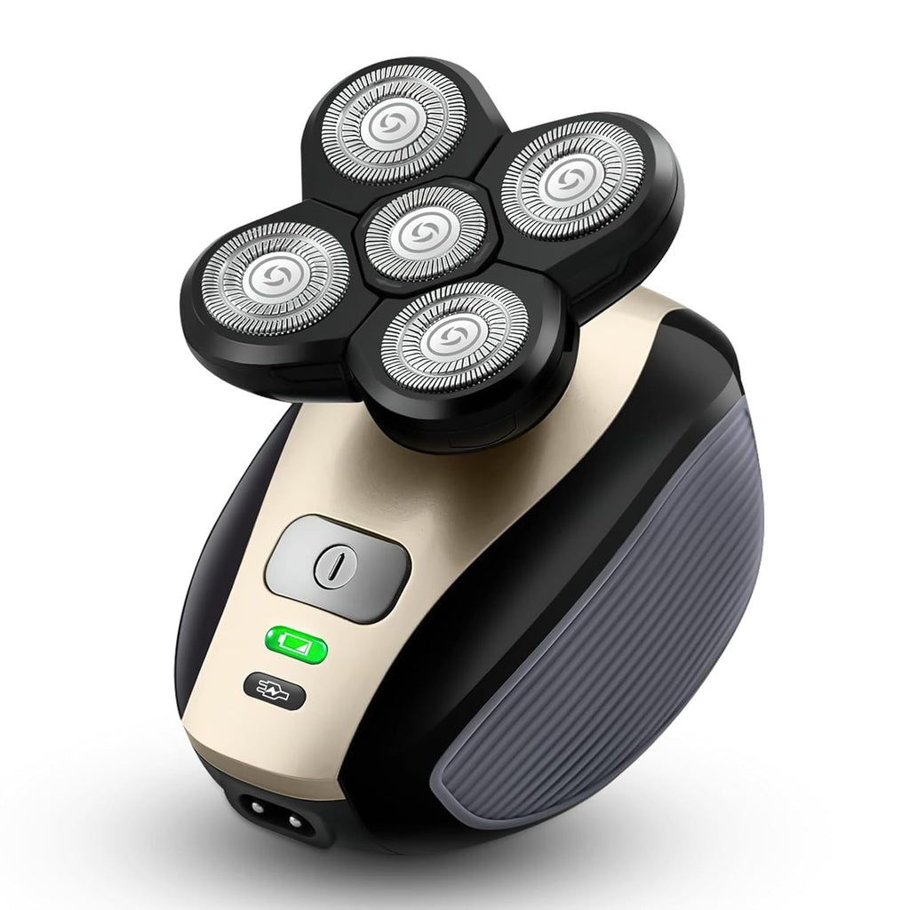 Rechargeable Waterproof Bald Shaver with 5D Floating Heads - Men’s Grooming Tool
