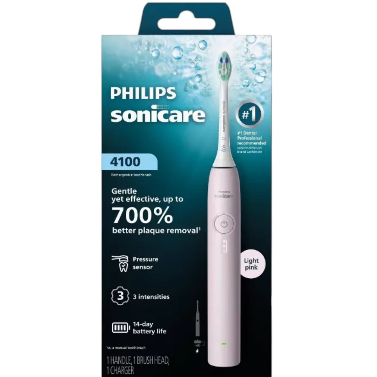 Rechargeable Sonic Toothbrush 4100 Series Pink with Plaque Control