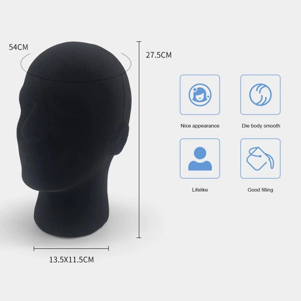 Male Foam Mannequin Head Display Stand for Hats, Wigs, Glasses, and Accessories