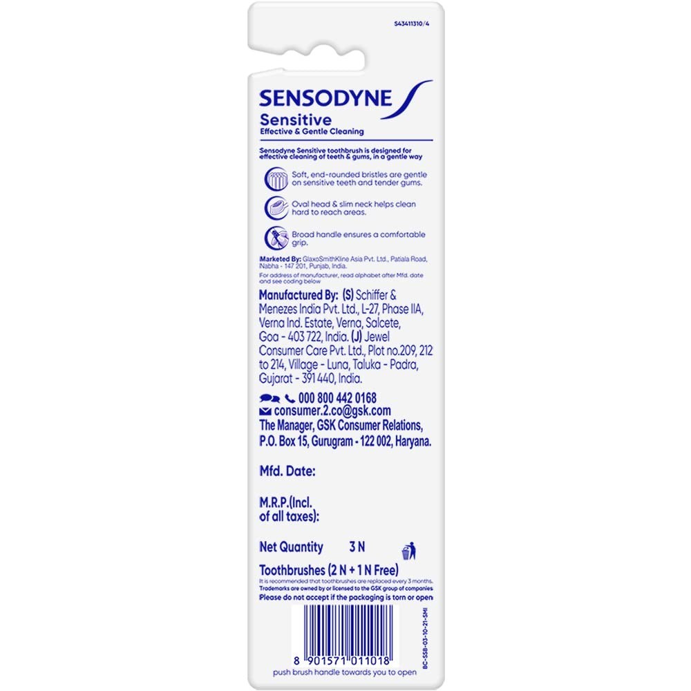 Eco-Friendly Sensitive Toothbrush Set - 3 Pack Gentle Oral Care for Adults