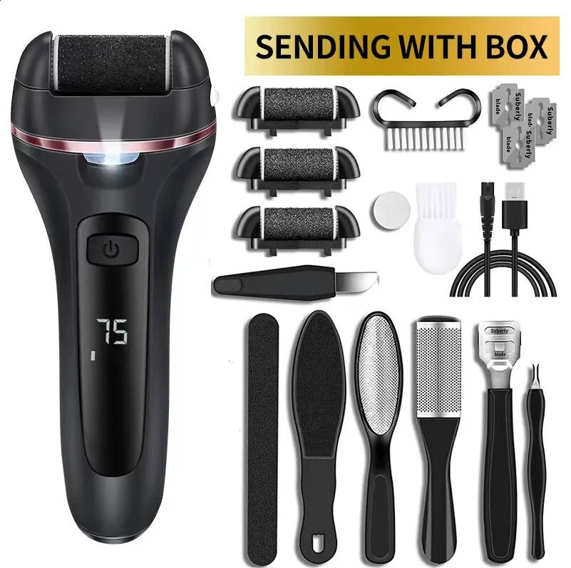 Electric Foot File Callus Remover Pedicure Tool with Replacable Heads