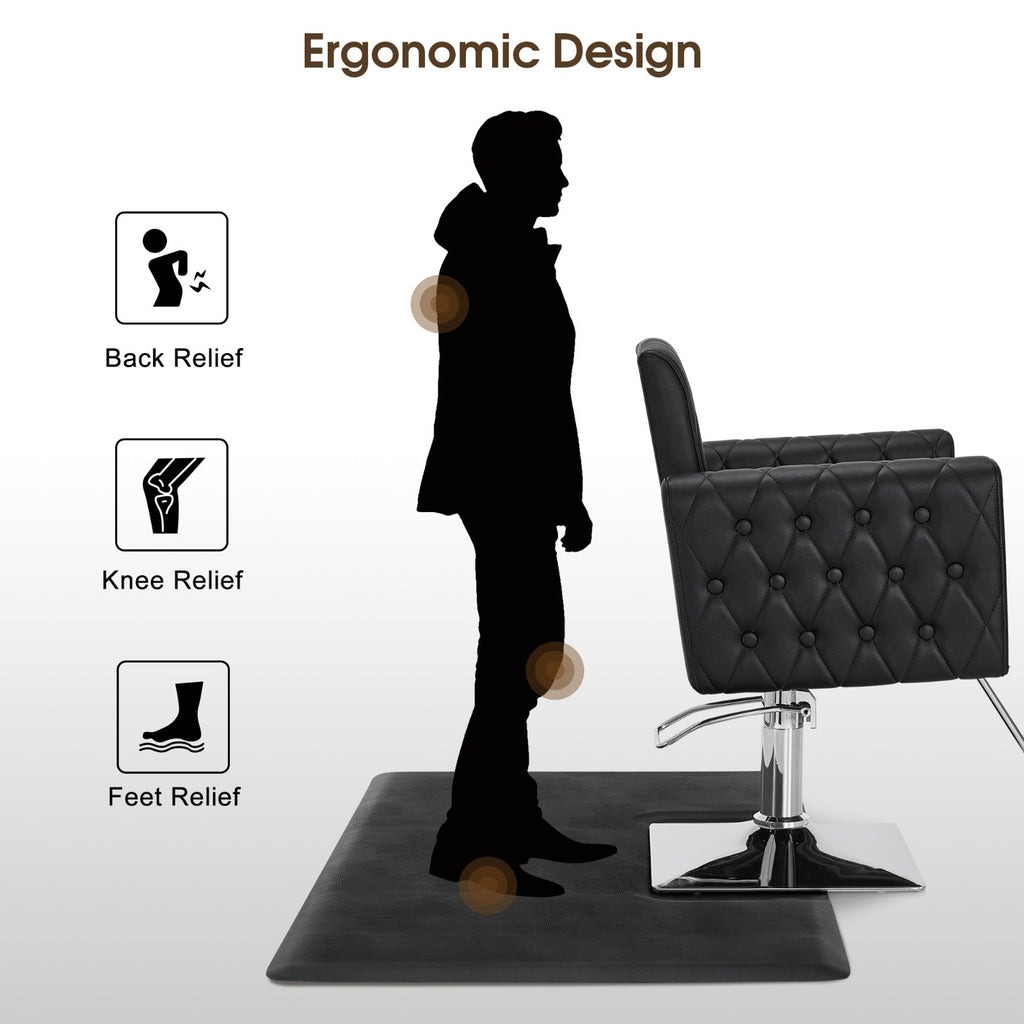 Anti-Fatigue Salon Floor Mat for Square Base Chairs - Comfortable PU Comfort Barber Mat