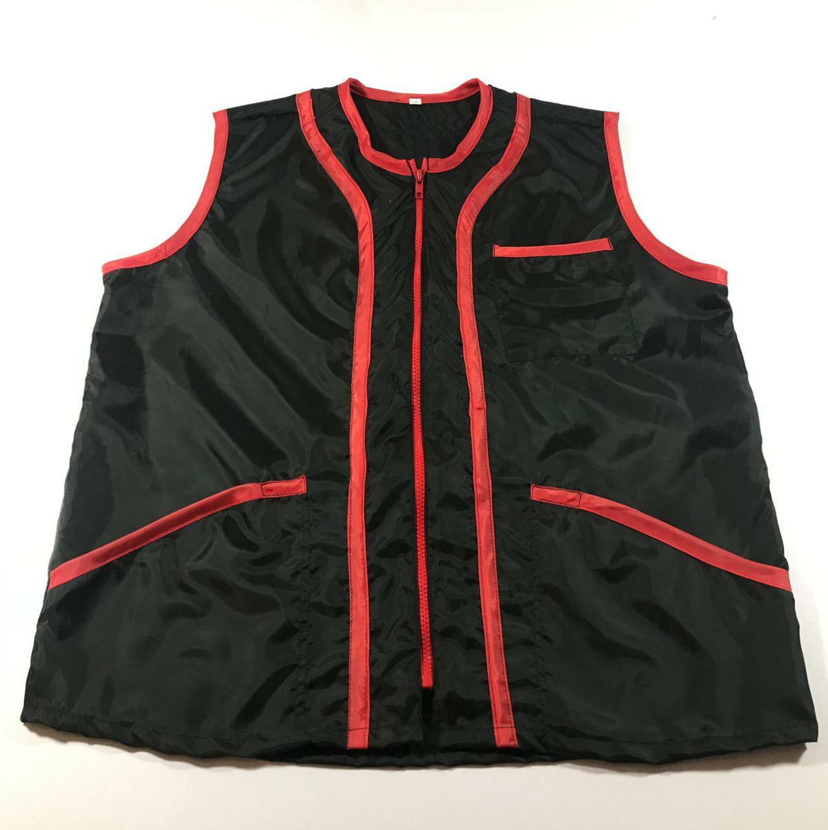 Unisex Professional Barber Vest Jacket with Red Stripe, Ultra Lightweight & Hair-Resistant