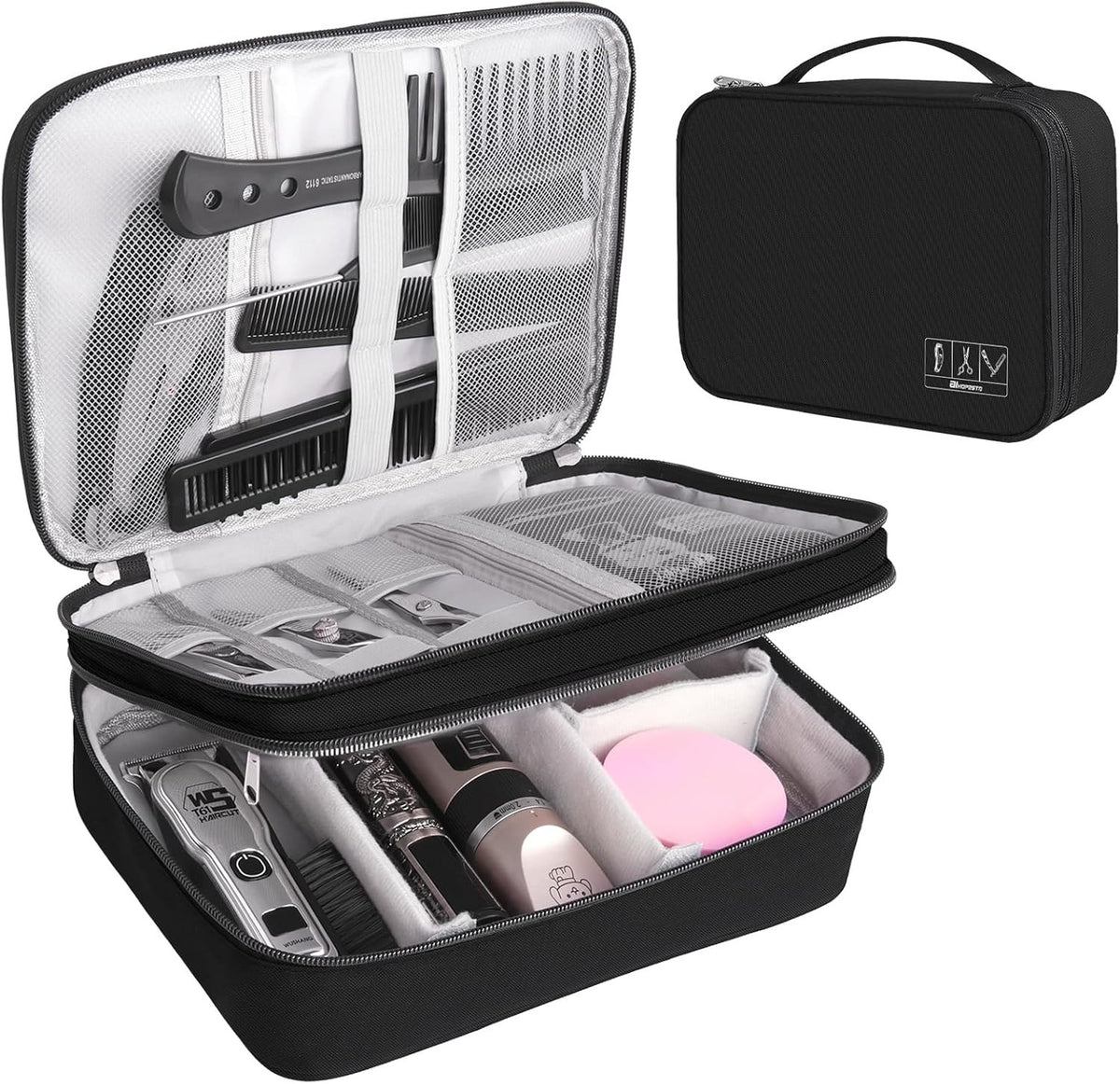 Professional Barber Tool Bag for Clippers and Accessories, Travel Organizer