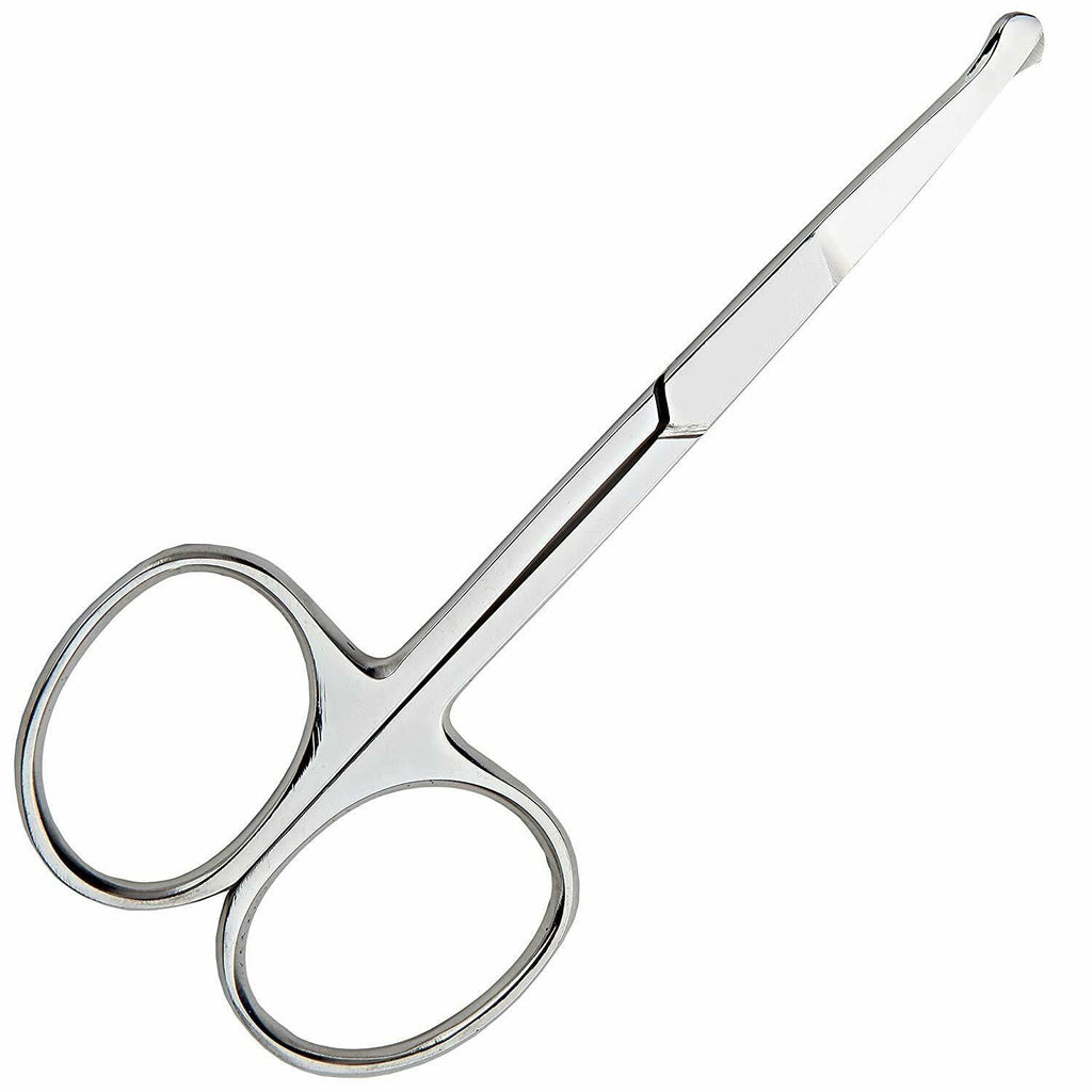 Nose & Ear Hair Trimmer Scissors with Safety Tips - 4.5 Inch Curved Stainless Steel