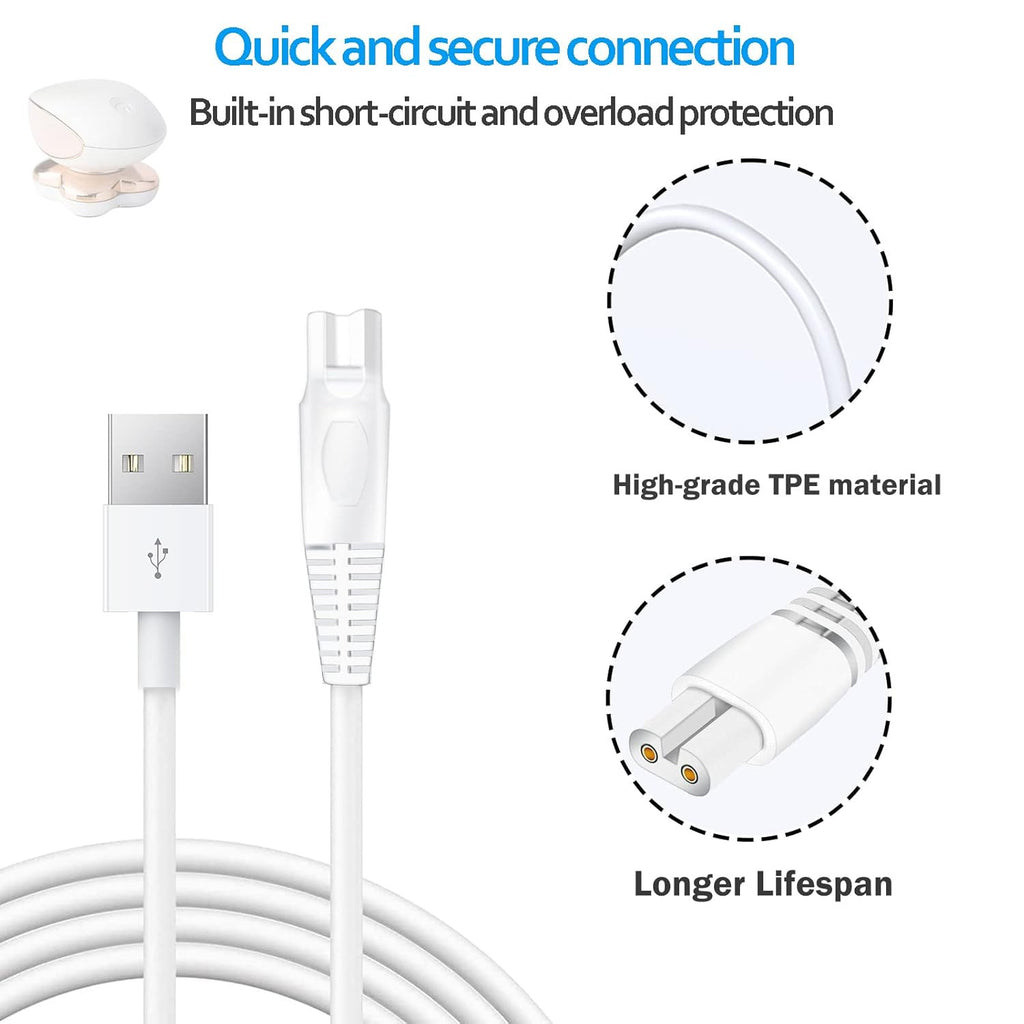 Charging Cable Replacement for Flawless Legs Shaver, Trimmer 2 Pack