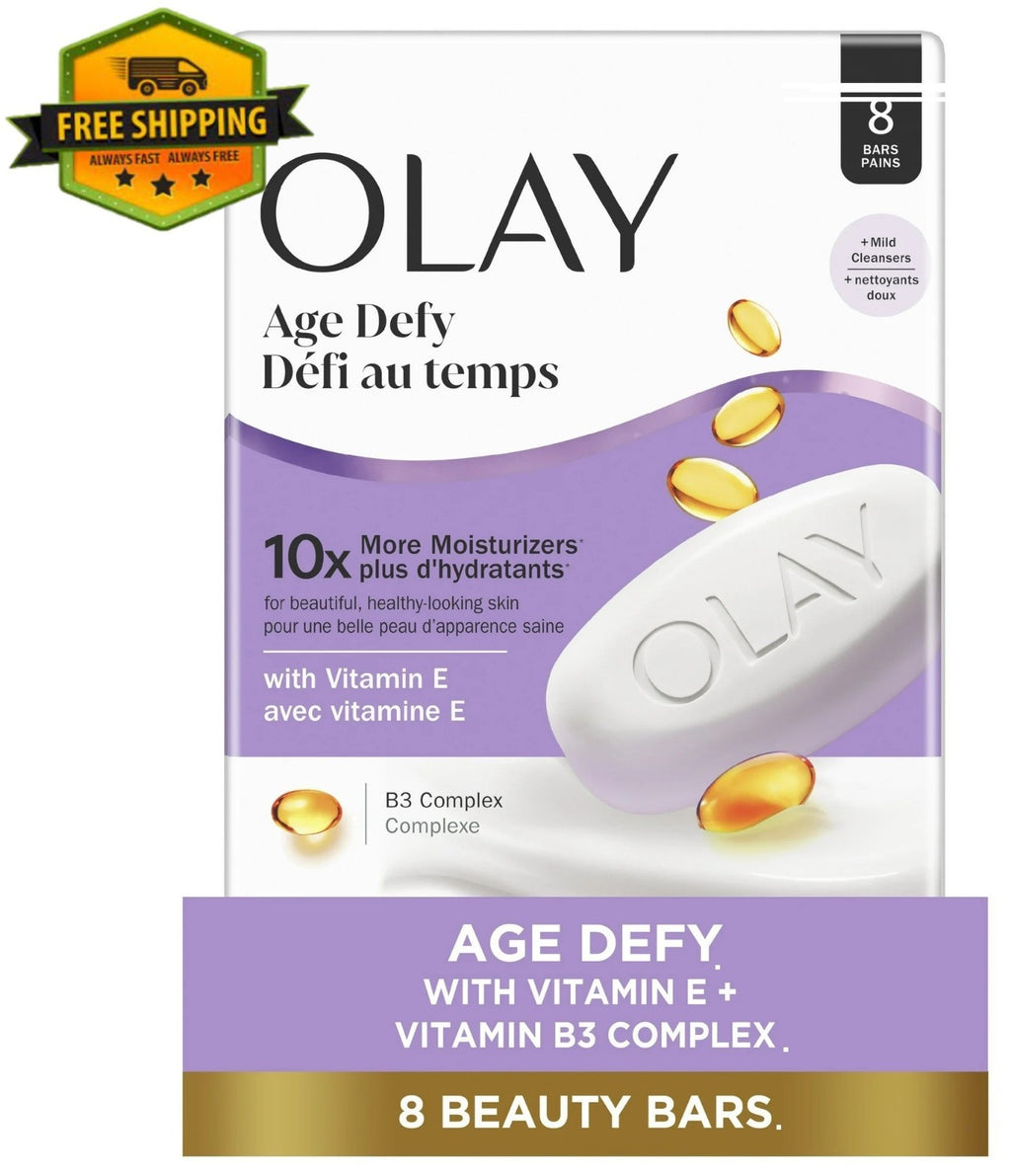 Olay Age-Defying Moisturizing Bar Soap with Vitamin E & B3 - Pack of 8
