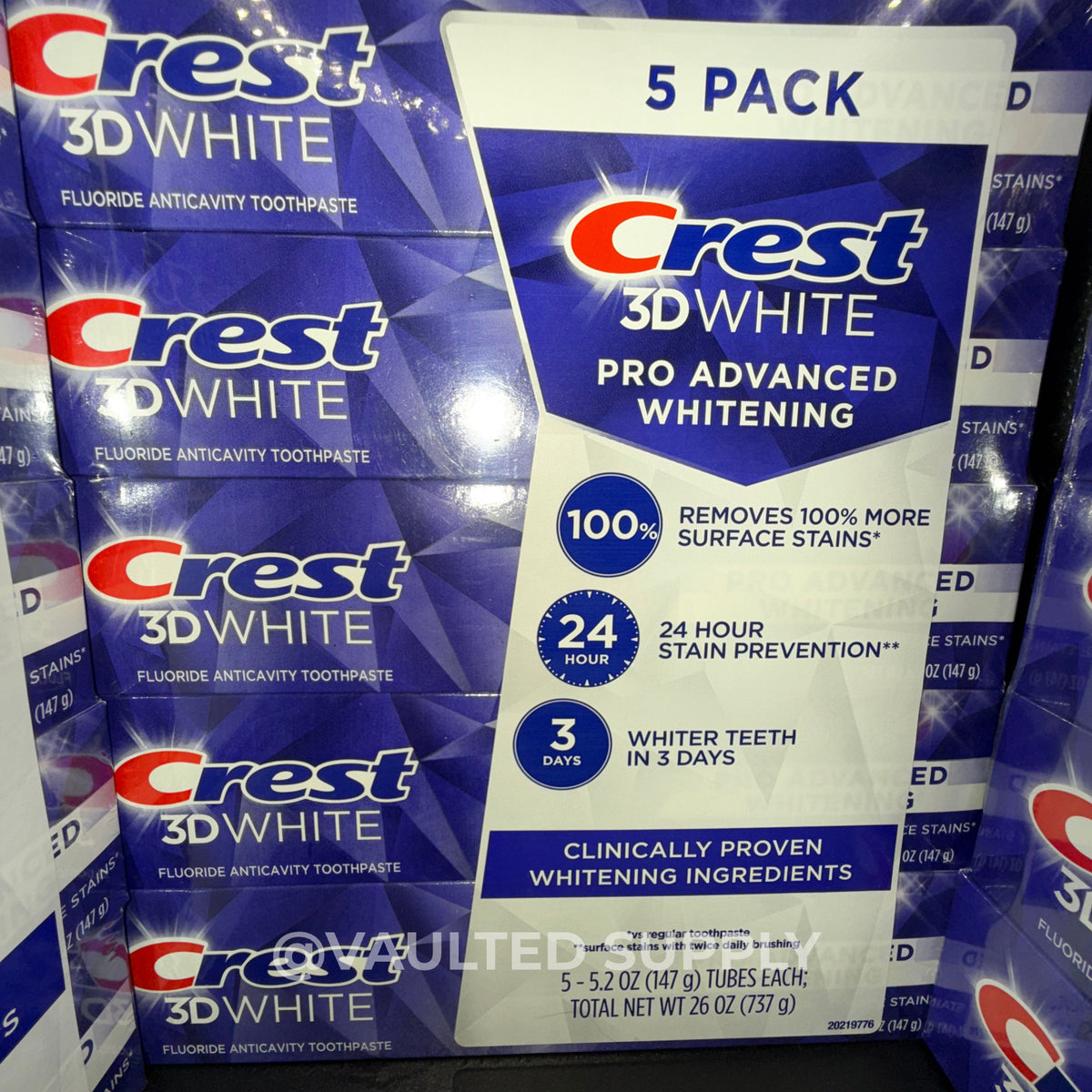 Whitening Toothpaste Pack of 5 - Crest 3D White Advanced Brightening