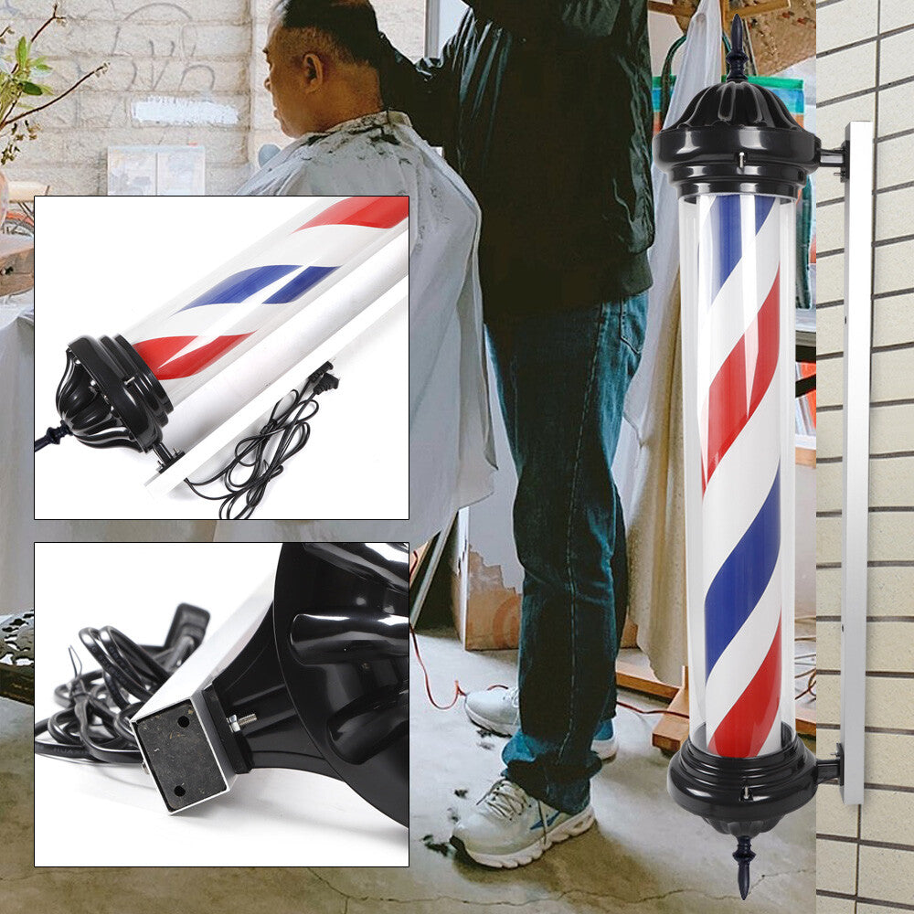 Rotating LED Barber Pole Light Wall Mount for Hair Salons and Shops