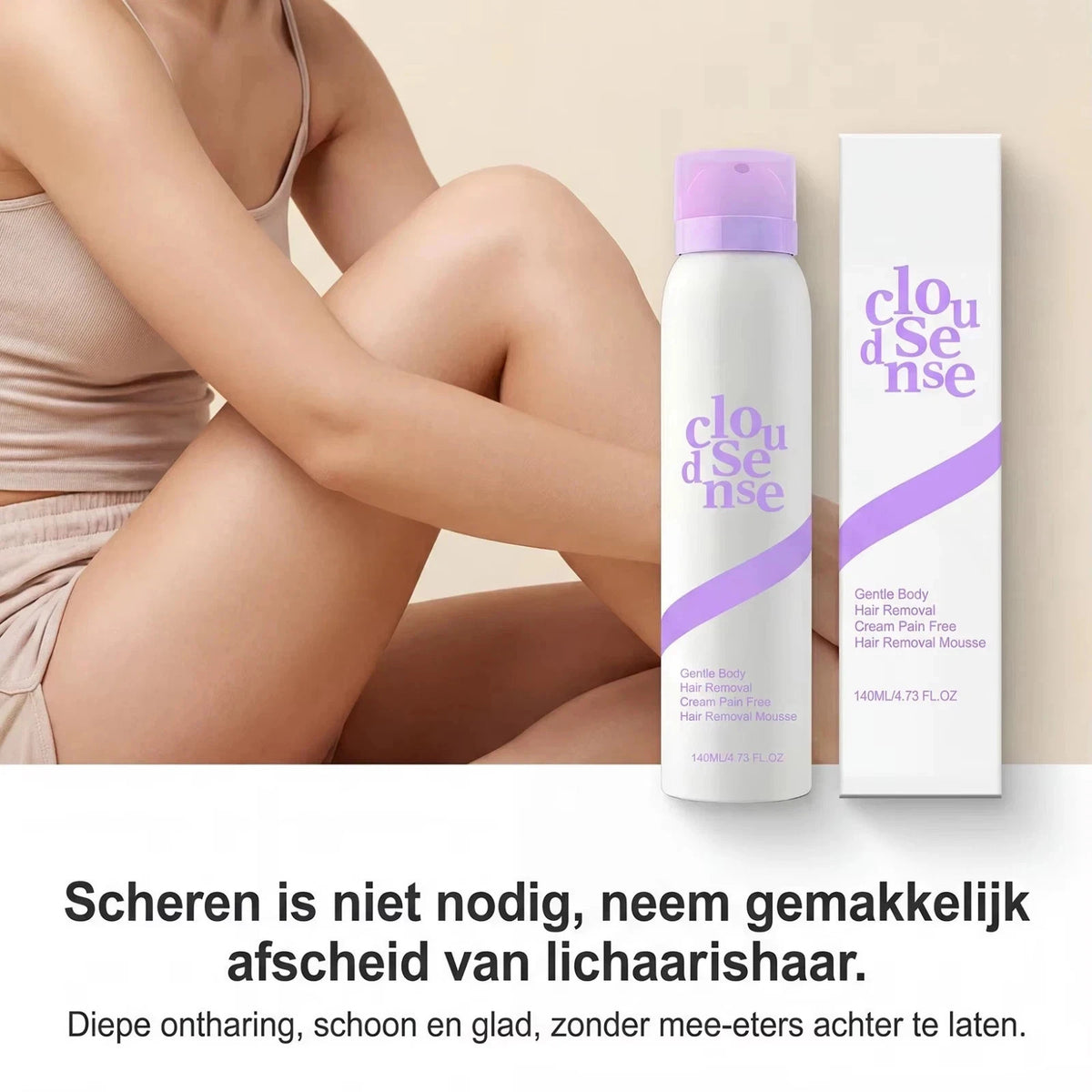 Gentle Hair Removal Mousse Spray with Aloe & Hyaluronic Acid - Full Body