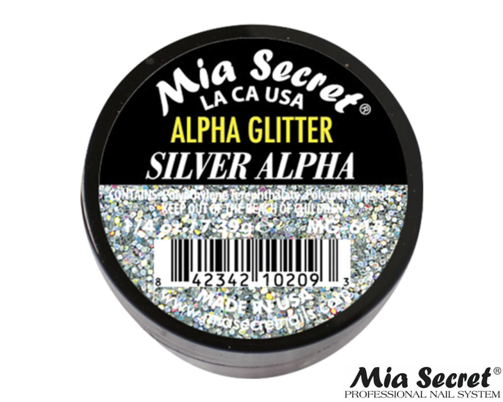 Nail Art Glitter Powder Silver Alpha 1/4oz for Acrylic & Salon Nails
