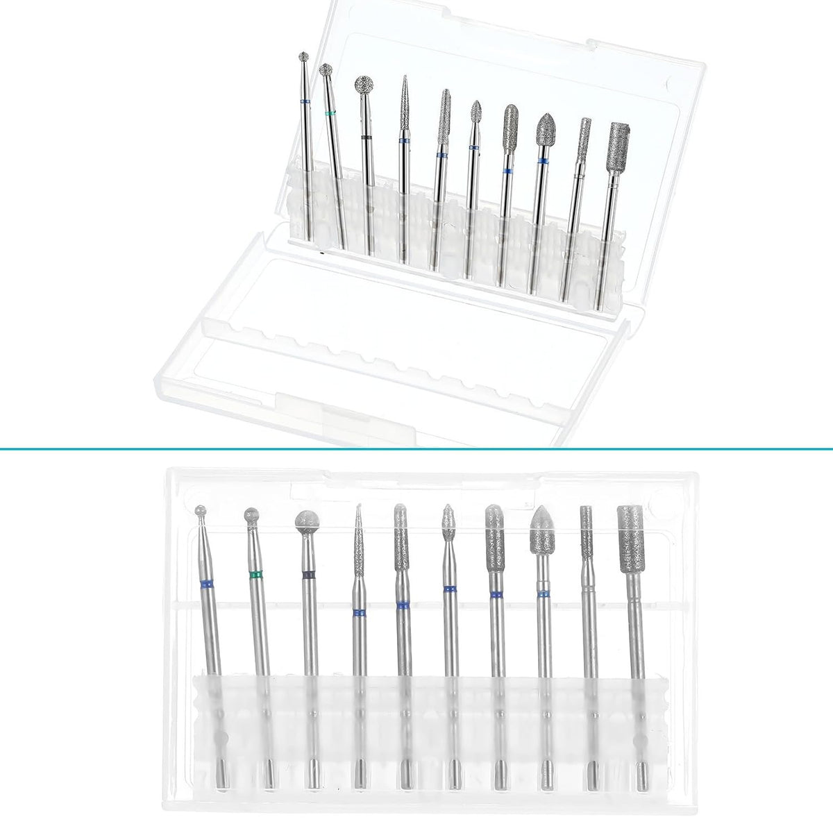 Nail Drill Bits Set - 10 Pcs Tungsten Carbide and Diamond Tips for Manicure Pedicure