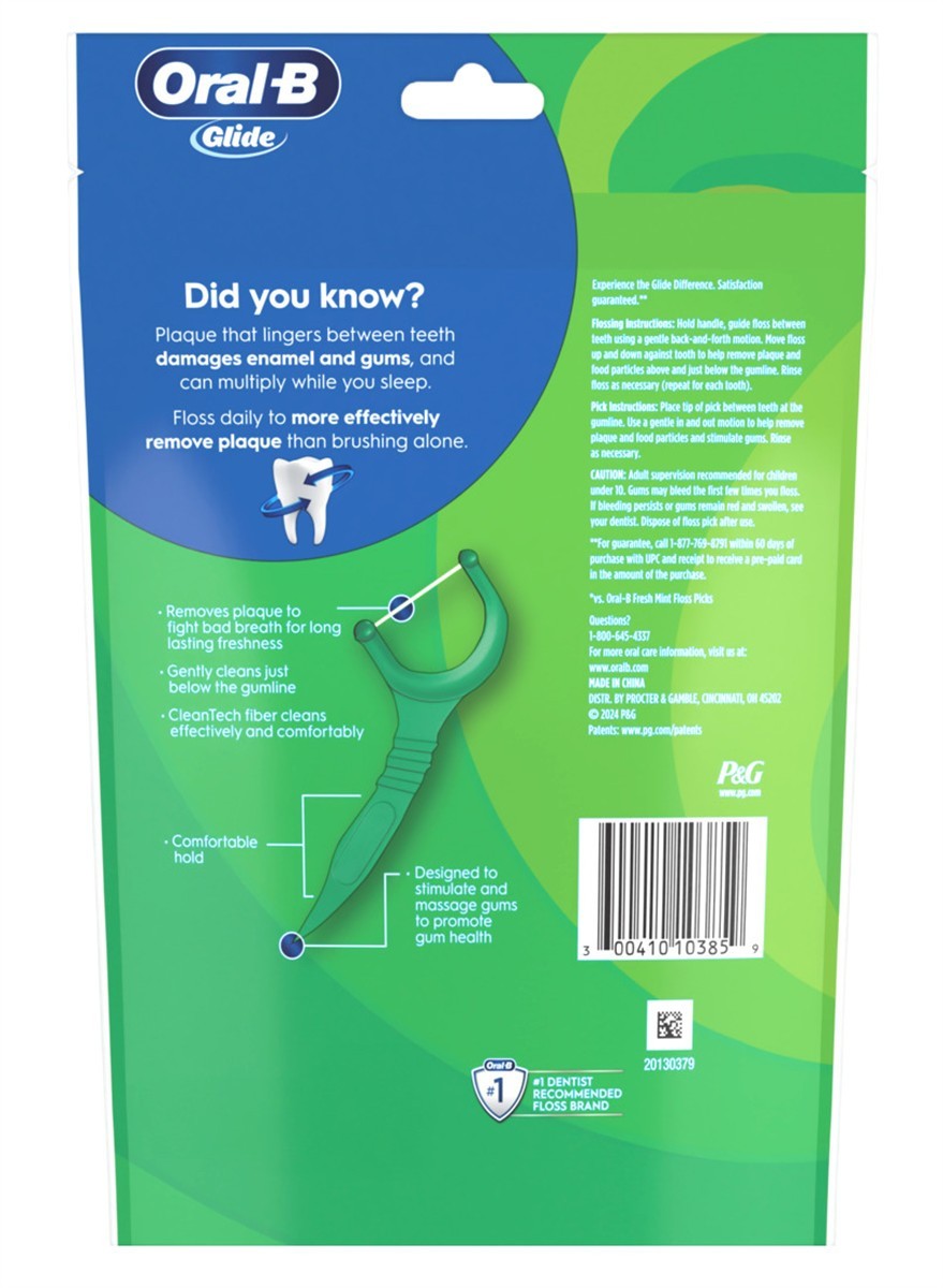 Oral-B Glide Floss Picks 150 Count - Long-Lasting Mint Flavor, Gently Removes Plaque, Value Pack