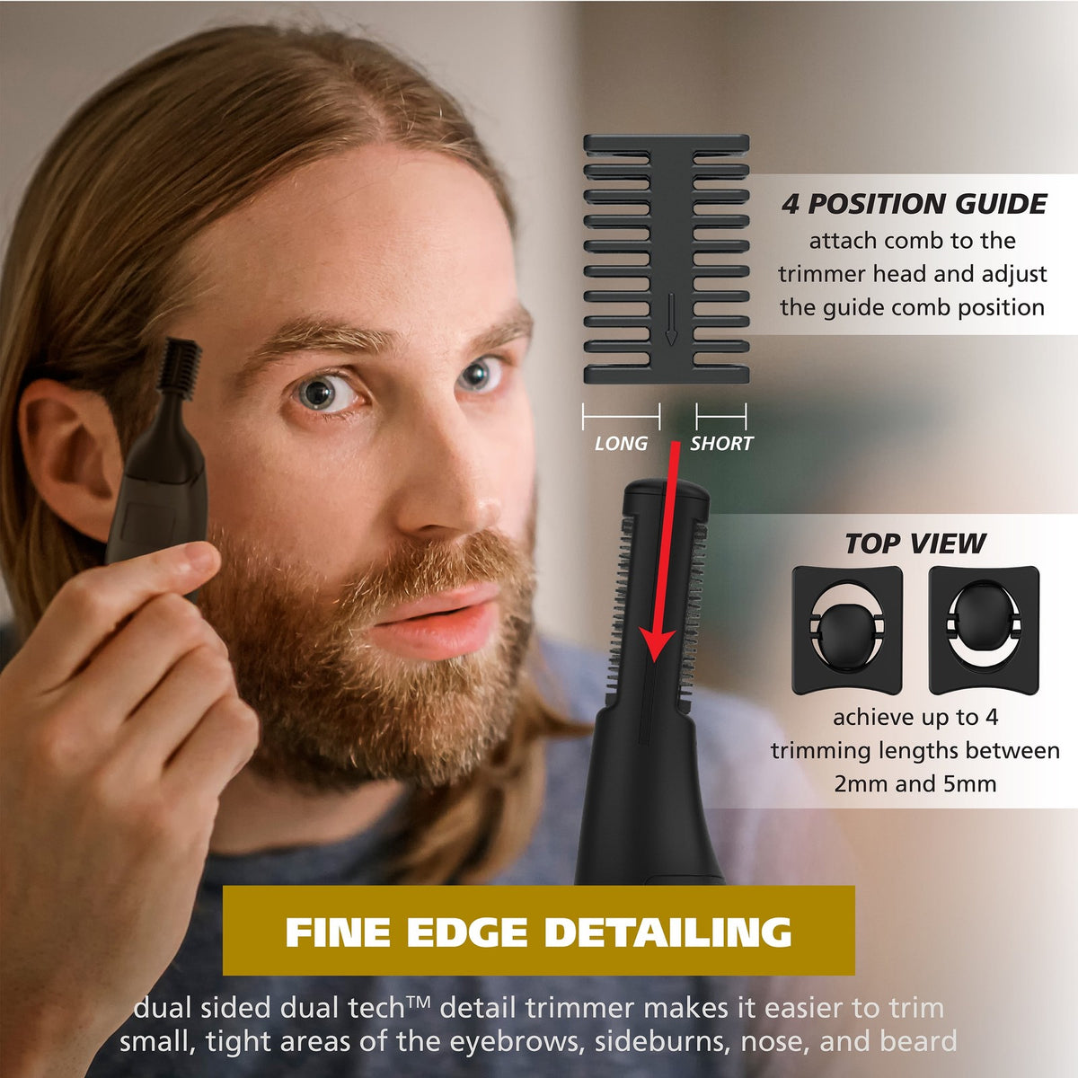 Rechargeable Men's Trimmer Kit with Attachments - Face, Body & Nose Grooming